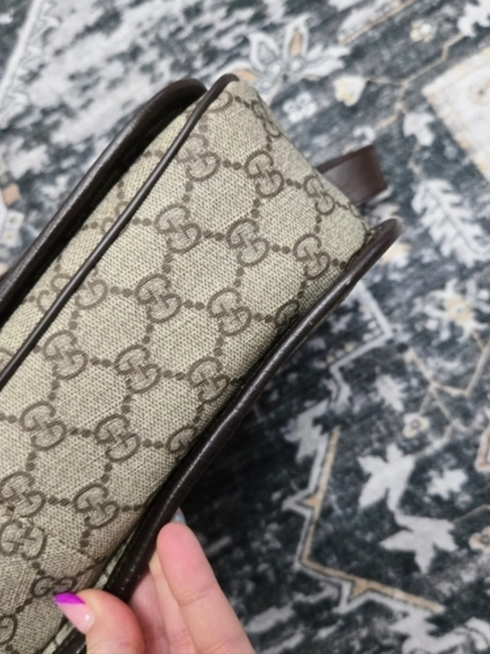 Gucci Brown Monogram Canvas Messenger Bag with Sherryline